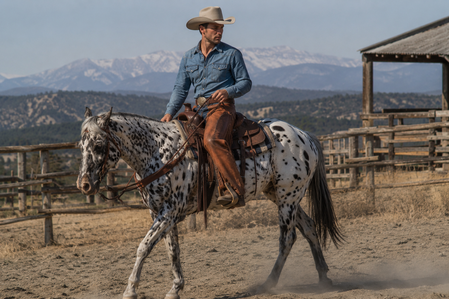 Cheval Appaloosa monté en équitation western