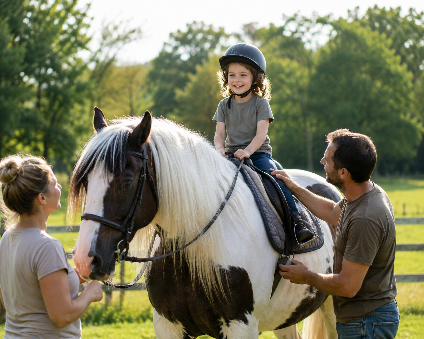 Enfant montant un Irish Cob pie en toute confiance