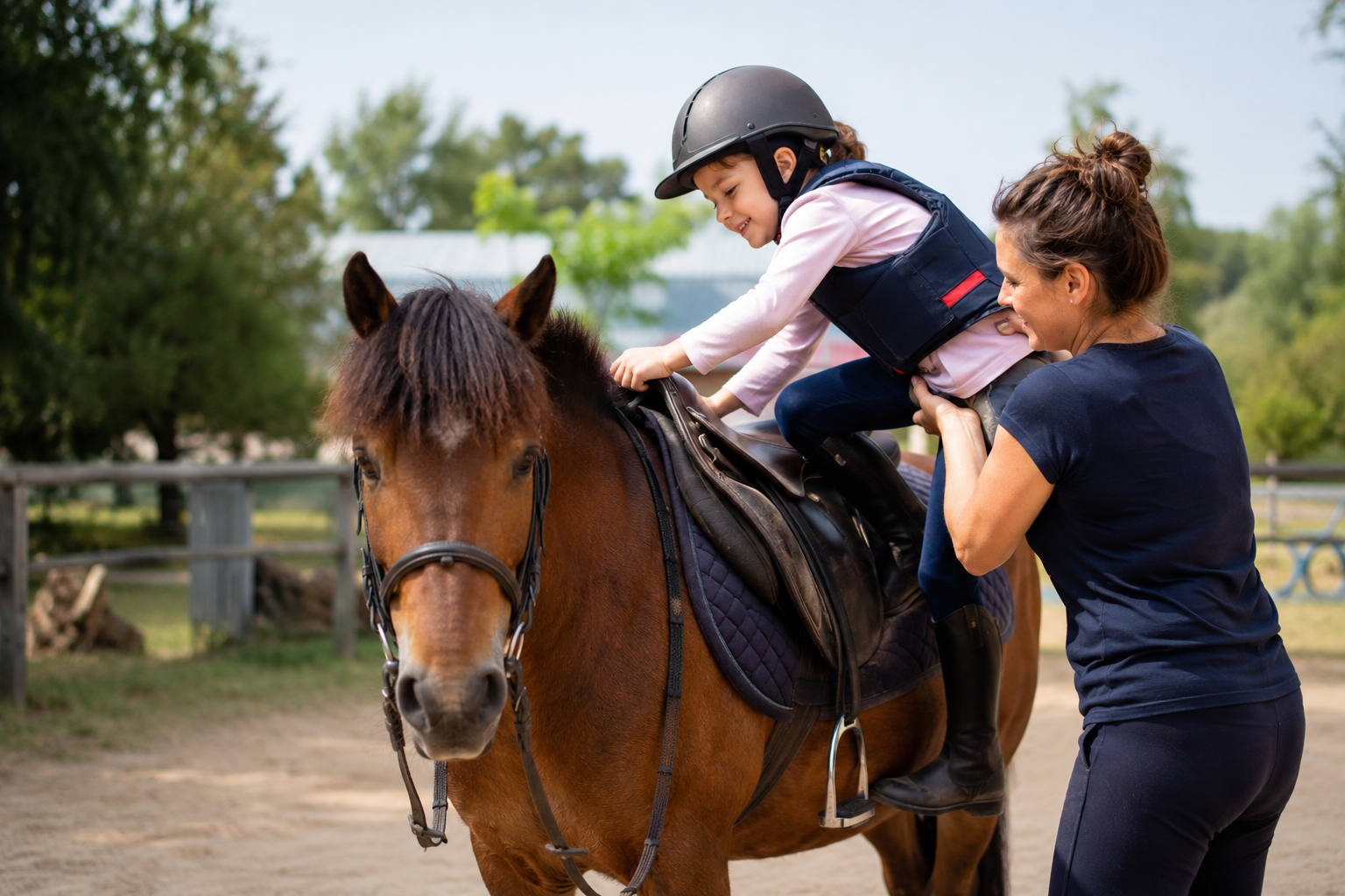 Enfant montant un poney New Forest en club