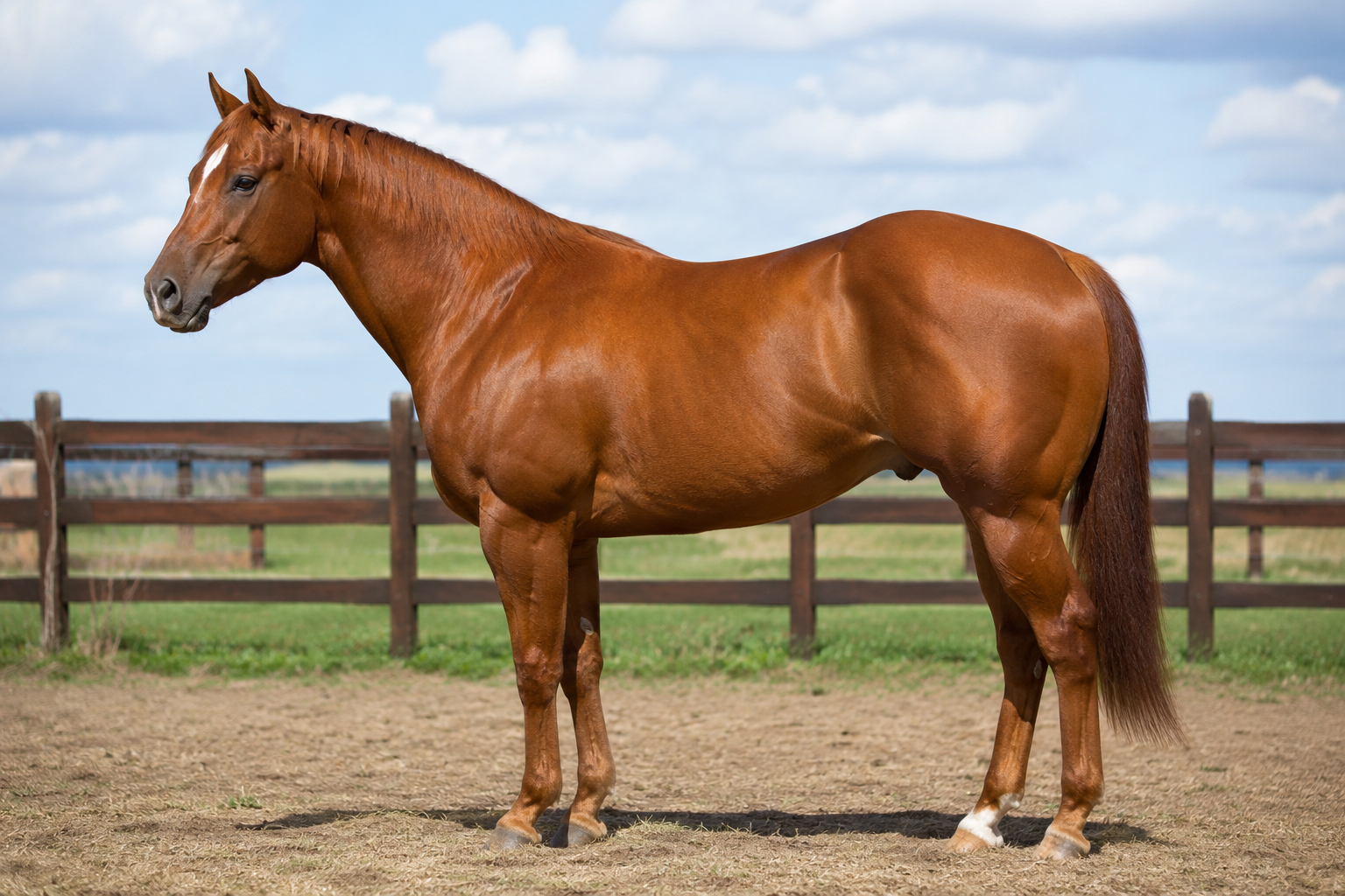 Arrière-main musclée d'un Quarter Horse alezan