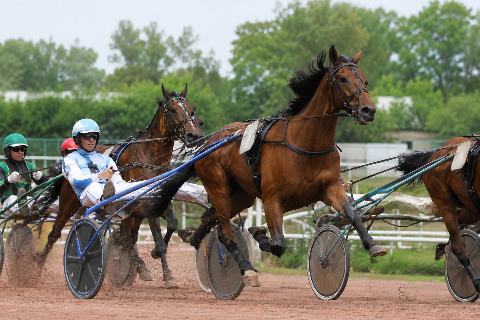 Course de trot attelé de Trotteurs Français sur un hippodrome